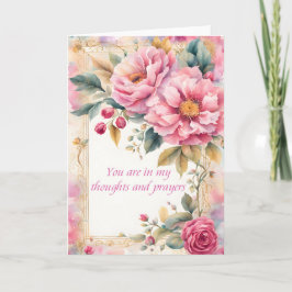 Rosa vattenfärg blommor tankar och böner kort