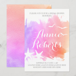 Rosa vattenfärg, bröllop möhippa inbjudningar