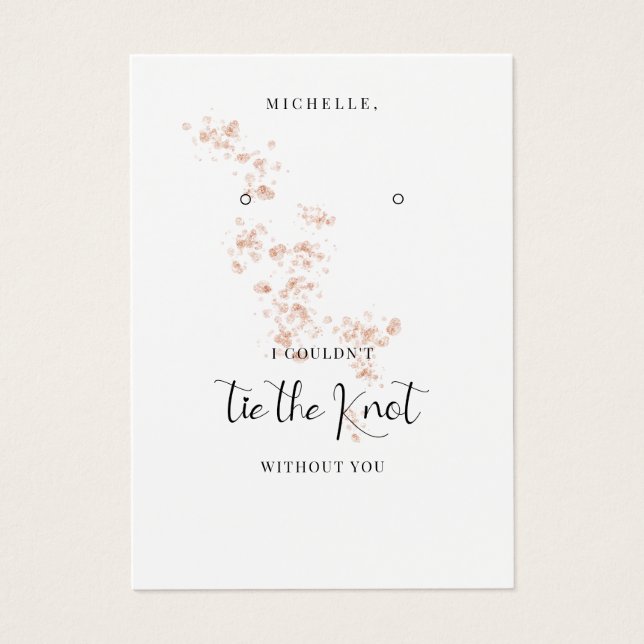 Rosa vattenfärg Brudtärna örhänge hållare Visitkort (Framsidan)