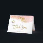 Rosa vattenfärg | Faux Guld Bat mitzvah Tack Kort<br><div class="desc">Det här trendiget är ett Bat mitzvah tack för att du har ett  vattenfärgsutseende i rosa,  med faux guld modern handskript och David Star.</div>