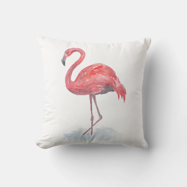 Rosa vattenfärg Flamingo . Kudde (Framsida)
