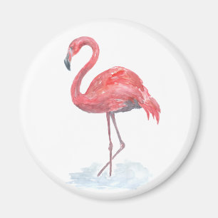 Rosa vattenfärg Flamingo . Magnet