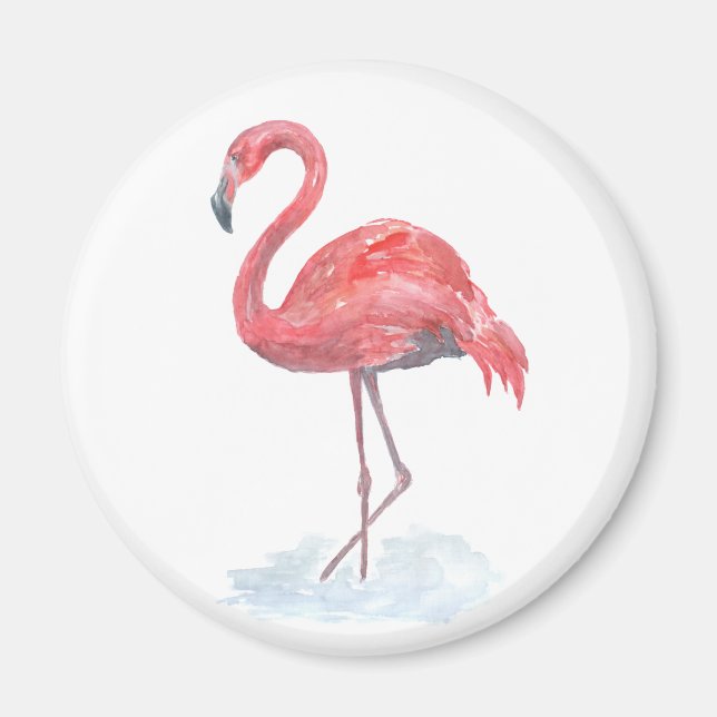 Rosa vattenfärg Flamingo . Magnet (Framsidan)