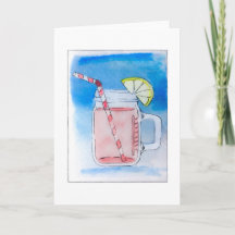Rosa vattenfärg för LemonadeMasonburk