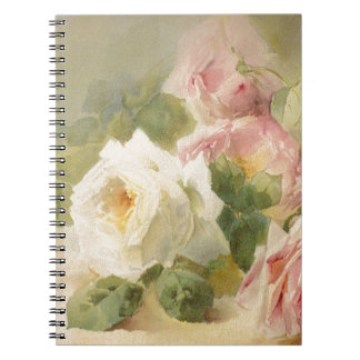Rosa vattenfärg för vintageVictorian Anteckningsbok Med Spiral