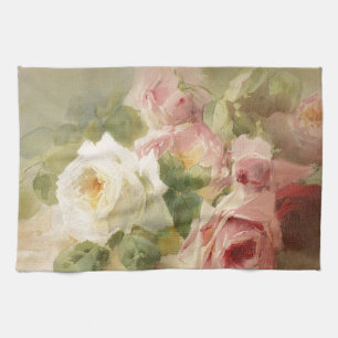 Rosa vattenfärg för vintageVictorian Kökshandduk