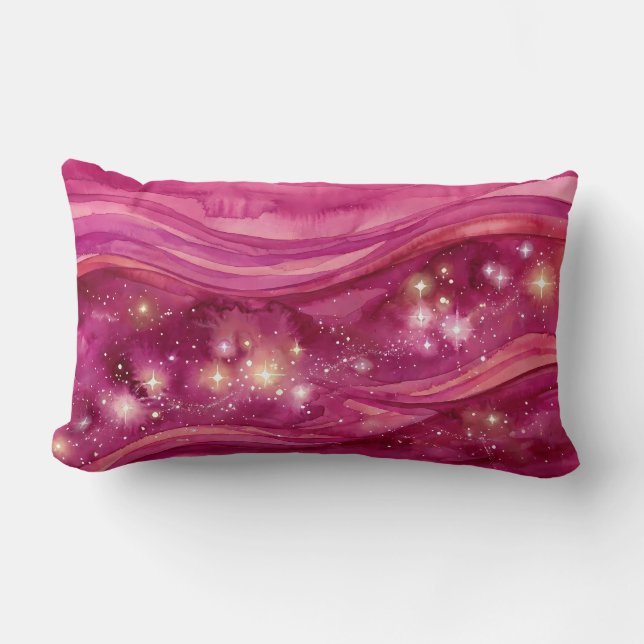 Rosa Vattenfärg Galaxy Lumbarkudde (Framsida)