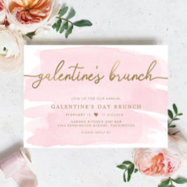 Rosa vattenfärg Galentine's Day Brunch-inbjudan Inbjudningar