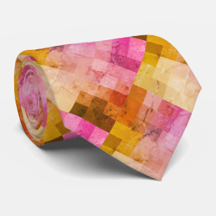 Rosa vattenfärg geometriskt mönster slips