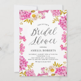 Rosa Vattenfärg Hydrangea Blommigt Möhippa Inbjudningar