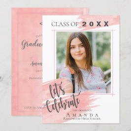 Rosa vattenfärg | Klass 2025 | Photo Studenten Inbjudningar