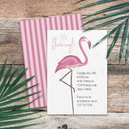 Rosa Vattenfärg Låt oss Flamingle Cute Flamingo Inbjudningar