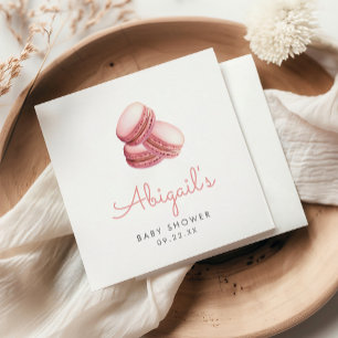 Rosa vattenfärg Macaron-kakor Flickor Baby Shower Pappersservett