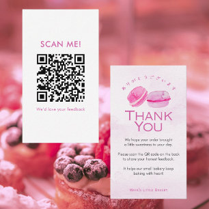 Rosa vattenfärg Macaron Lämna en recension QR-kod Visitkort