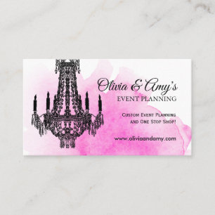 Rosa vattenfärg med Chandelier-Affärskort Visitkort
