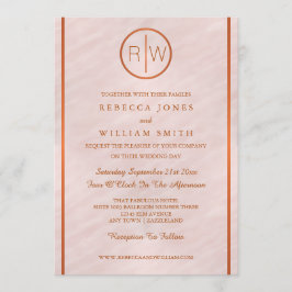 Rosa Vattenfärg Monogram Bröllop 5 x 7 Inbjudningar