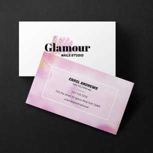 Rosa vattenfärg nagelstudio nageltekniker skönhet visitkort