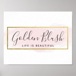 Rosa vattenfärg och modern Guld-geometrisk Chic Poster