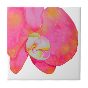 Rosa vattenfärg Orchid-målning Kakelplatta