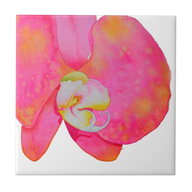 Rosa vattenfärg Orchid-målning Kakelplatta (Framsidan)