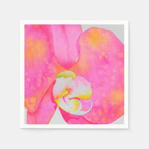 Rosa vattenfärg Orchid-målning Pappersservett