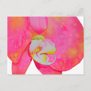 Rosa vattenfärg Orchid-målning Vykort