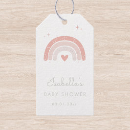 Rosa Vattenfärg Regnbåge Flicka Baby Shower Presentetikett