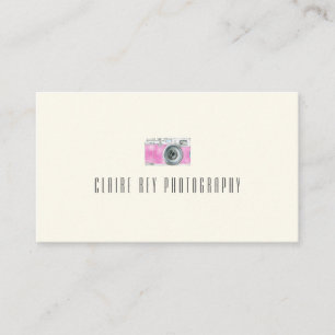 Rosa vattenfärg Retro kamera Fotograf logotyp Visitkort