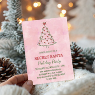 Rosa vattenfärg Secret Santa julfest Inbjudningar