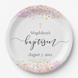 rosa vattenfärg | Uppgifter om faux guld Baptism