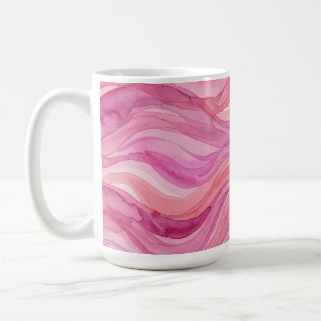 Rosa Vattenfärg Vågmönster Kaffemugg (Vänster)