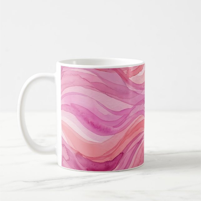 Rosa Vattenfärg Vågmönster Kaffemugg (Vänster)