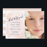Rosa, vattenfärg x Guld Photo Bat mitzvah Inbjudningar<br><div class="desc">Den här Bat mitzvah fotoinbjudan för snyggt och elegant innehåller en färgad bakgrund för  rosa med faux guld stänk och skrift i svart. Baksidan har en vit bakgrund med  rosa rand. Anpassa den efter dina behov. Du hittar matchande produkter i min butik.</div>