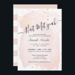Rosa Vattenfärg x Guld Plattor Bat mitzvah Inbjudningar<br><div class="desc">Den här Bat mitzvah inbjudan till snyggt och elegant har en guld bakgrund för  rosa med faux-plåtar och sallat i svart. Baksidan har en vit bakgrund med  rosa rand. Anpassa den efter dina behov. Du hittar matchande produkter i min butik.</div>