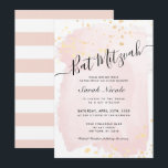 Rosa Vattenfärg x Guld Plattor Bat mitzvah Inbjudningar<br><div class="desc">Den här Bat mitzvah inbjudan till snyggt och elegant har en guld bakgrund för  rosa med faux-plåtar och sallat i svart. Baksidan har en vit bakgrund med  rosa rand. Anpassa den efter dina behov. Du hittar matchande produkter i min butik.</div>