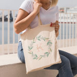 Rosa Vattenfärgad Blommigt Utandning Monogrammet Tygkasse<br><div class="desc">Rosa Vattenfärgsdesign Blommigt Utandning Monogrammad utformning.</div>