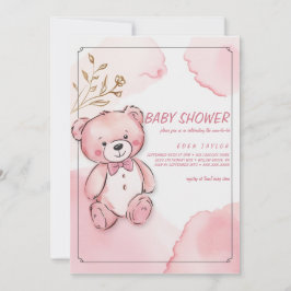 Rosa vattenfärgade babyduschinbjudningar inbjudningar