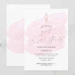 Rosa Vattenfärgat champagneglas + bubblor Inbjudningar