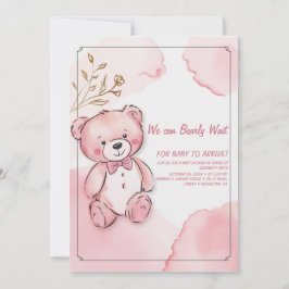 Rosa vattenfärgbjörn inbjudningar