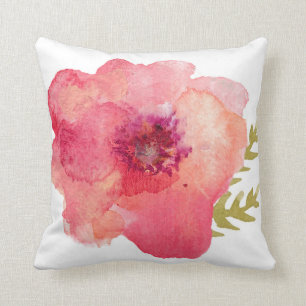 Rosa vattenfärgblomma kudde