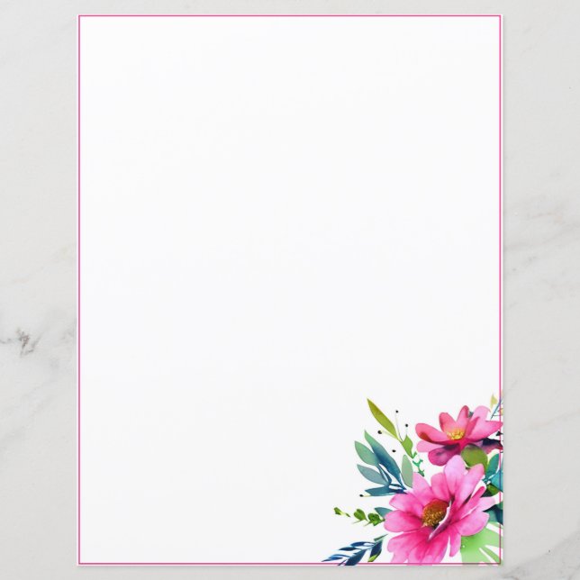 Rosa vattenfärgblommor (Framsida)