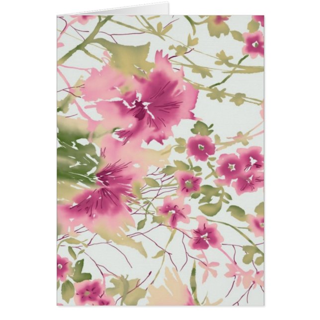 Rosa vattenfärgblommor OBS kort (Framsidan)