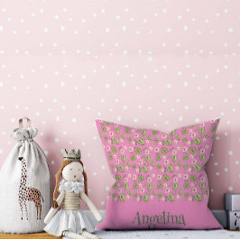 Rosa vattenfärgen blommönster dekorativ kudde