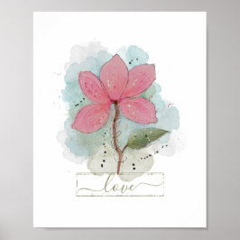 Rosa Vattenfärgen Flower Kärlek Poster
