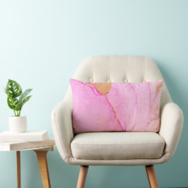 Rosa vattenfärgen guld glitter abstrakt lumbar pel lumbarkudde