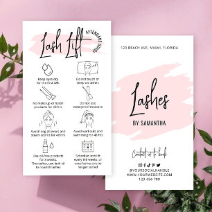  Rosa Vattenfärgen Lash Hiss & Tint Aftercare Visitkort