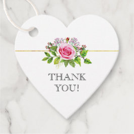 Rosa vattenfärgen ro blommigt bröllop Tack Gåvor Etiketter