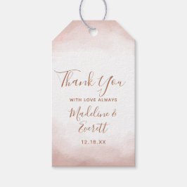  Rosa Vattenfärgen Ro Guld Bröllop Tack i Presentetikett
