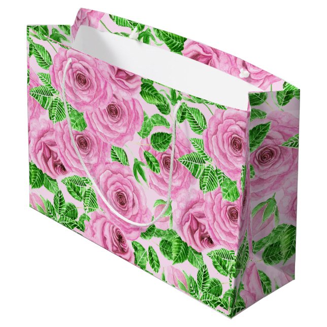 Rosa vattenfärgen ro med löv och knoppar mönster (Baksidan Vinklad)