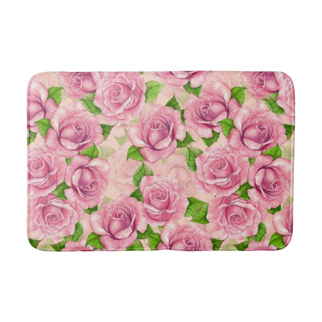Rosa vattenfärgen ro mönster badrumsmatta (Framsidan)